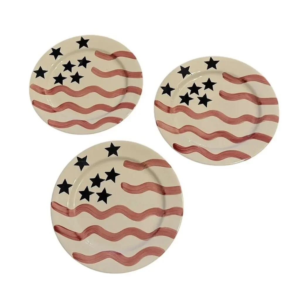 VTG Lillian Vernon Patriotic Plates 4 Stars Stripes July 4th Memorial‎ Labor Day
